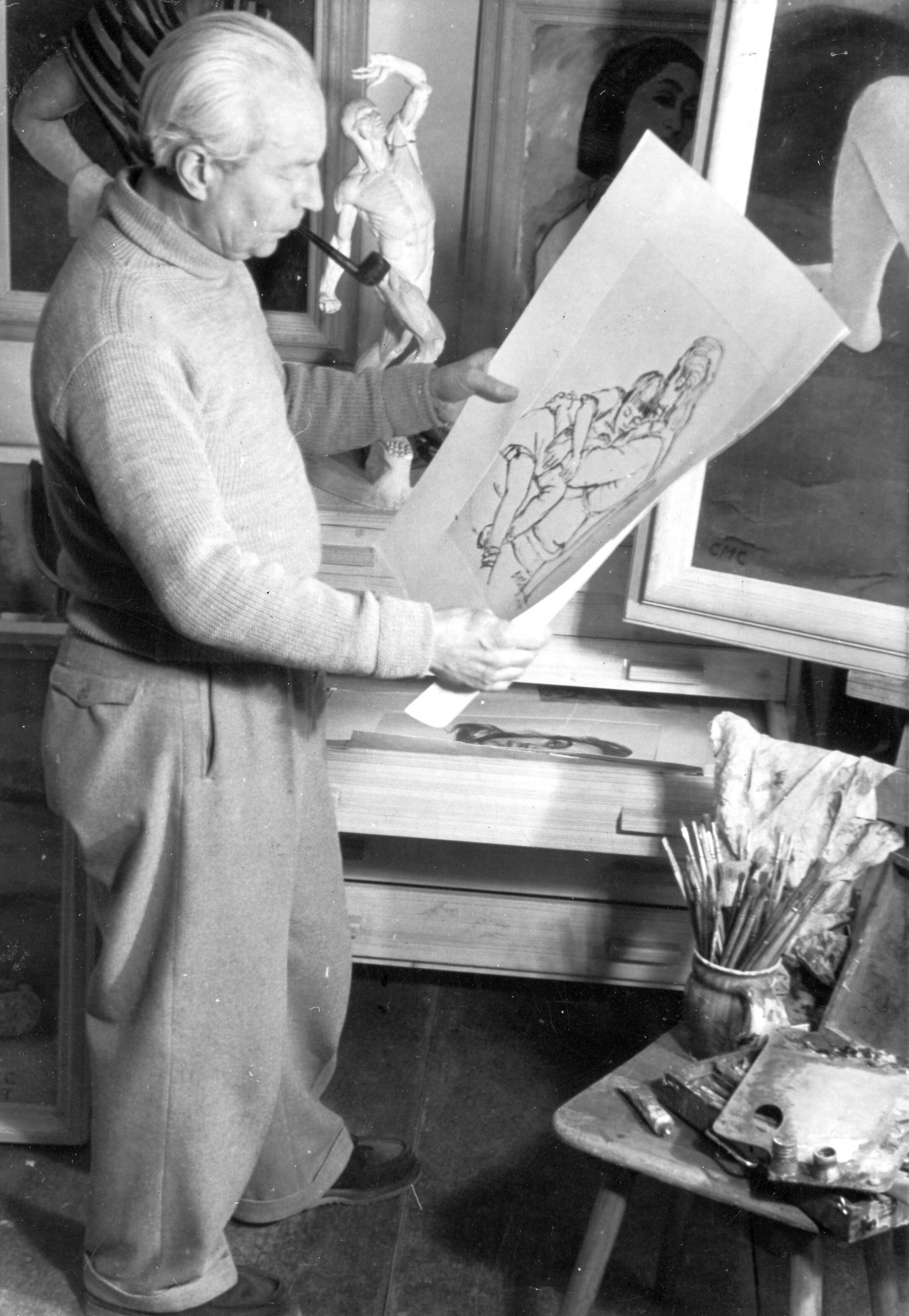 Mitschke Collande in seinem Atelier um 1950 Pressearchiv vnp Fotograf unbekannt Metadaten